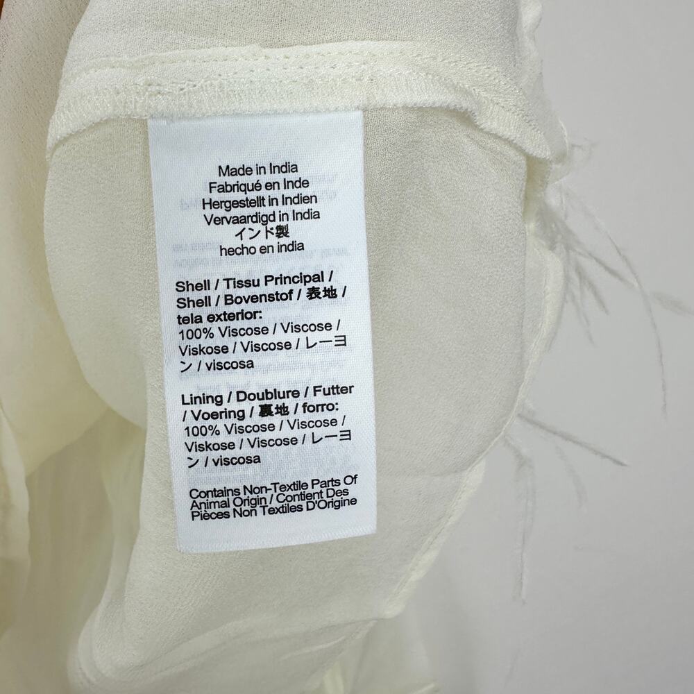 J.Crew Bungalow Feather Embellished Top Chiffon Viscose Blouse Ivory XS NWT - Picture 12 of 14